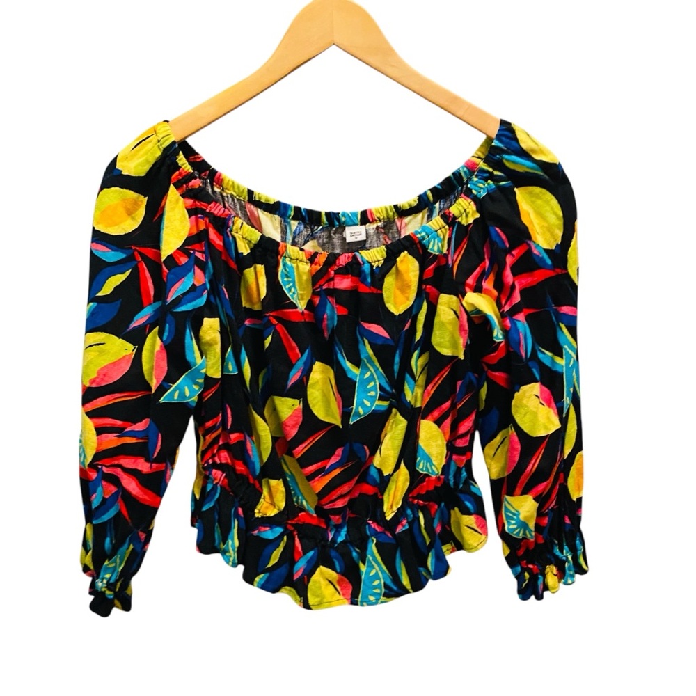 ⭐️ Tabitha Brown Linen-Blend Tropical Leaves Crop Top